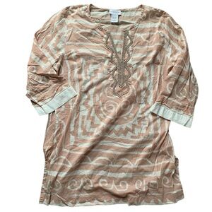Soft Surroundings Beige and White Tunic Top XL